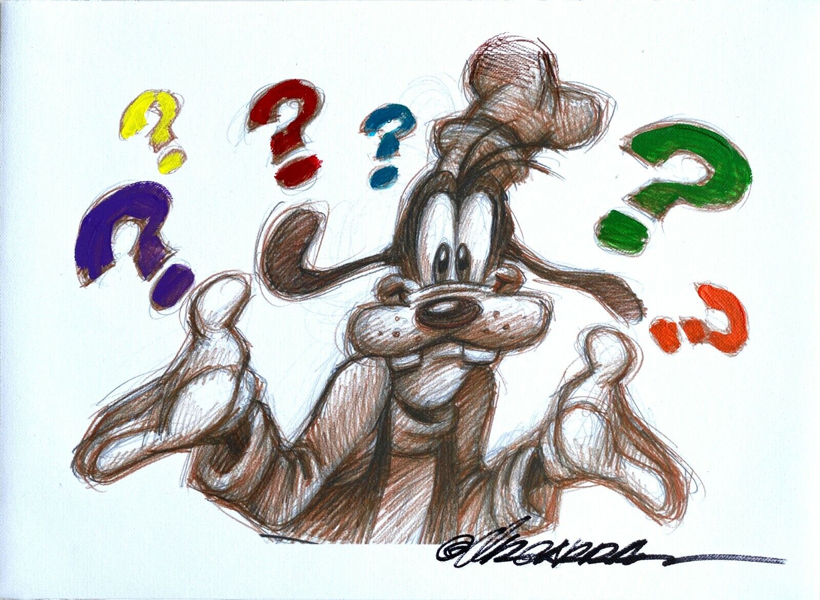 Goofy\'s Question - Giclée Hand Embellished & Signed - Joan Vizcarra - Canvas