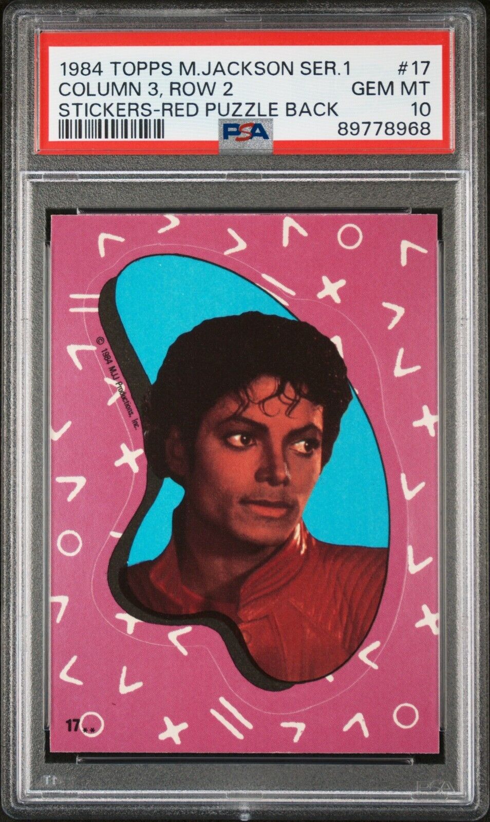 1984 Topps Michael Jackson Series 1 #17 RC PSA 10 GEM MT Sticker Thriller Pop 3