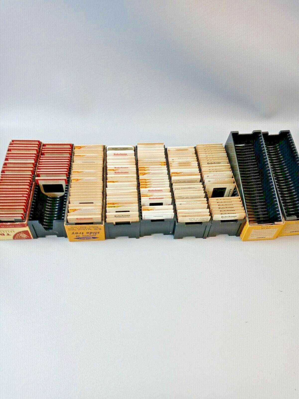 L👀K Vintage Lot 35mm Photo Slides wTrays Kodachrome Some Red Boarder