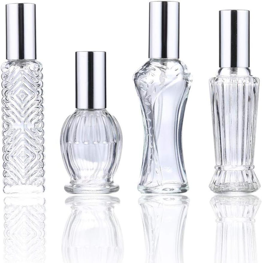 Vintage Refillable Perfume Bottles Glass Empty Spray Wedding Gift Decor Set of 4