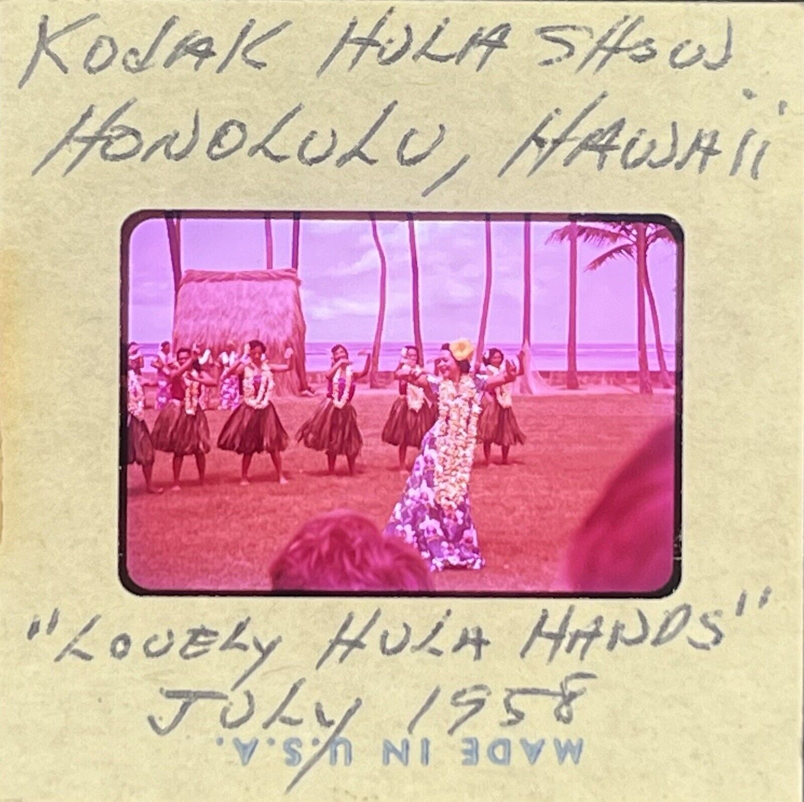 Vintage 35mm slide 1958 Kodak Hula Show Honolulu Hawaii Kodak Ektachrome Slide