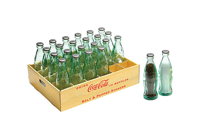 TableCraft Coca-Cola 1-1/4in. W x 4-7/16in. L Glass Salt & Pepper Shakers 24PK