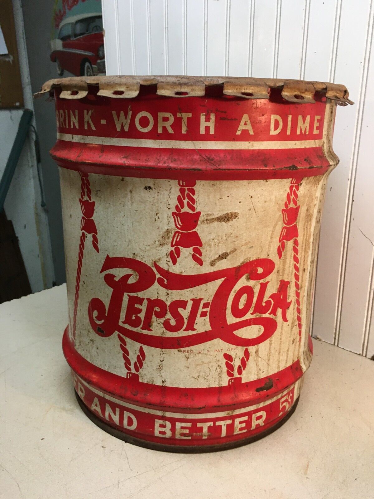 Vintage Pepsi Cola 5 gal. Syrup Can 1940's Double Dot