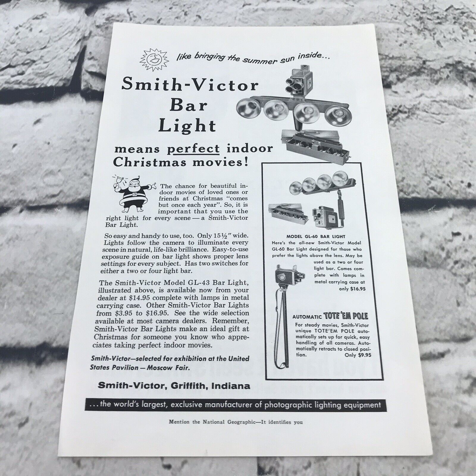 Vtg 1959 Print Ad Smith Victor Bar Light Photography Advertising Art 