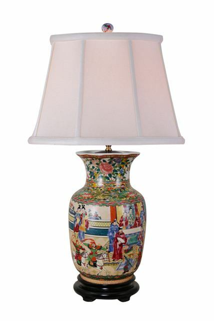 Beautiful Oriental Chinese Porcelain Rose Canton Vase Table Lamp 29\