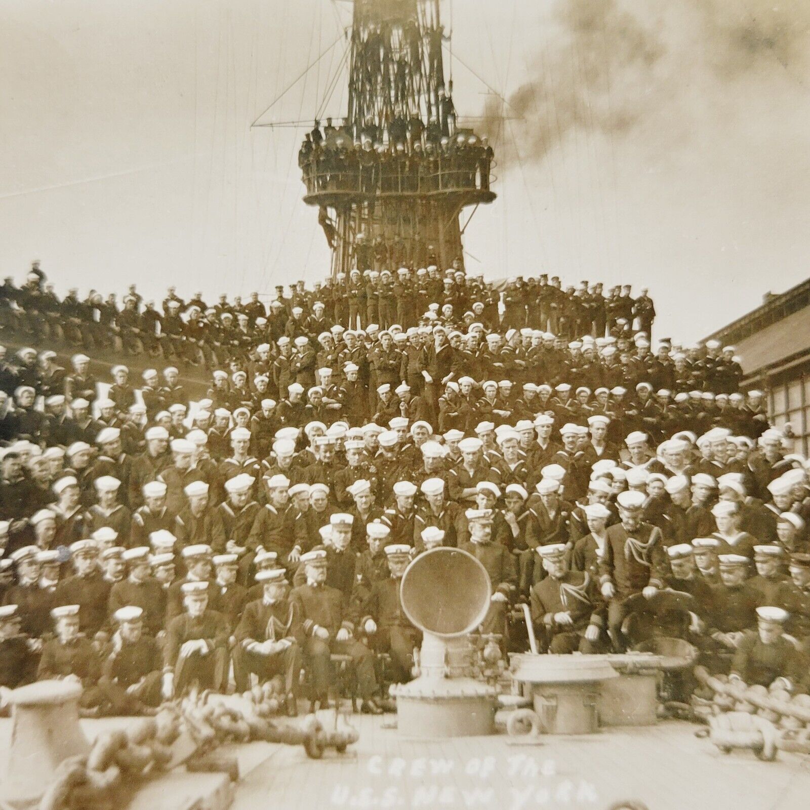 c1915 Postcard Entire Crew of USS New York Battleship BB-34 World War I - WWI