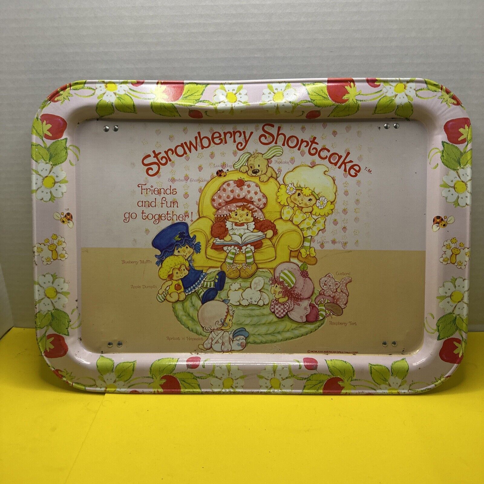 1981 Strawberry Shortcake + Friends Folding Metal Bed/TV Meal Serving Tray