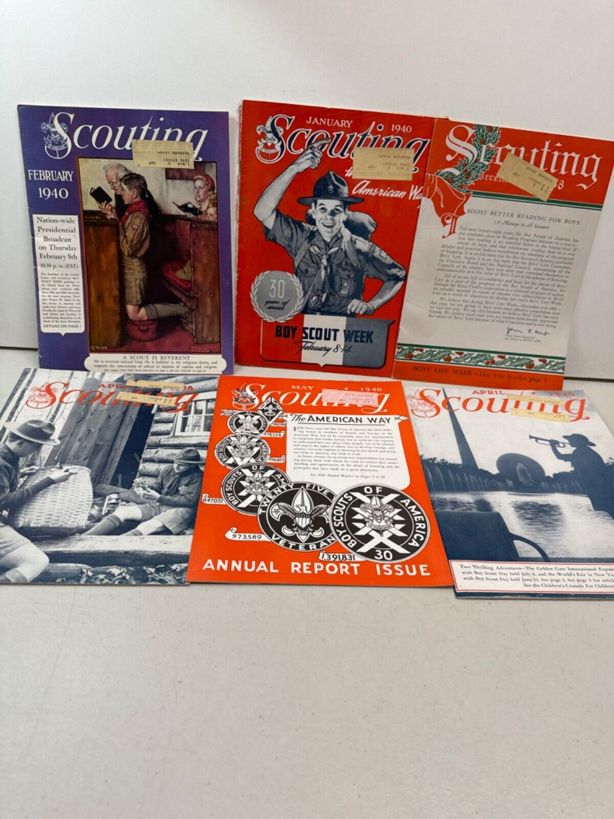 Vintage Lot of 6 Scouting Magazines 1938 and 1940