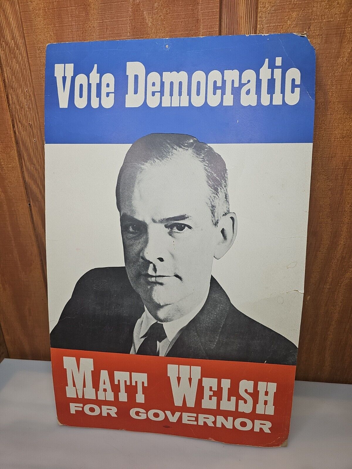 1960's Indiana Matt Welsh For Governor Campaign Poster RARE Democratic 