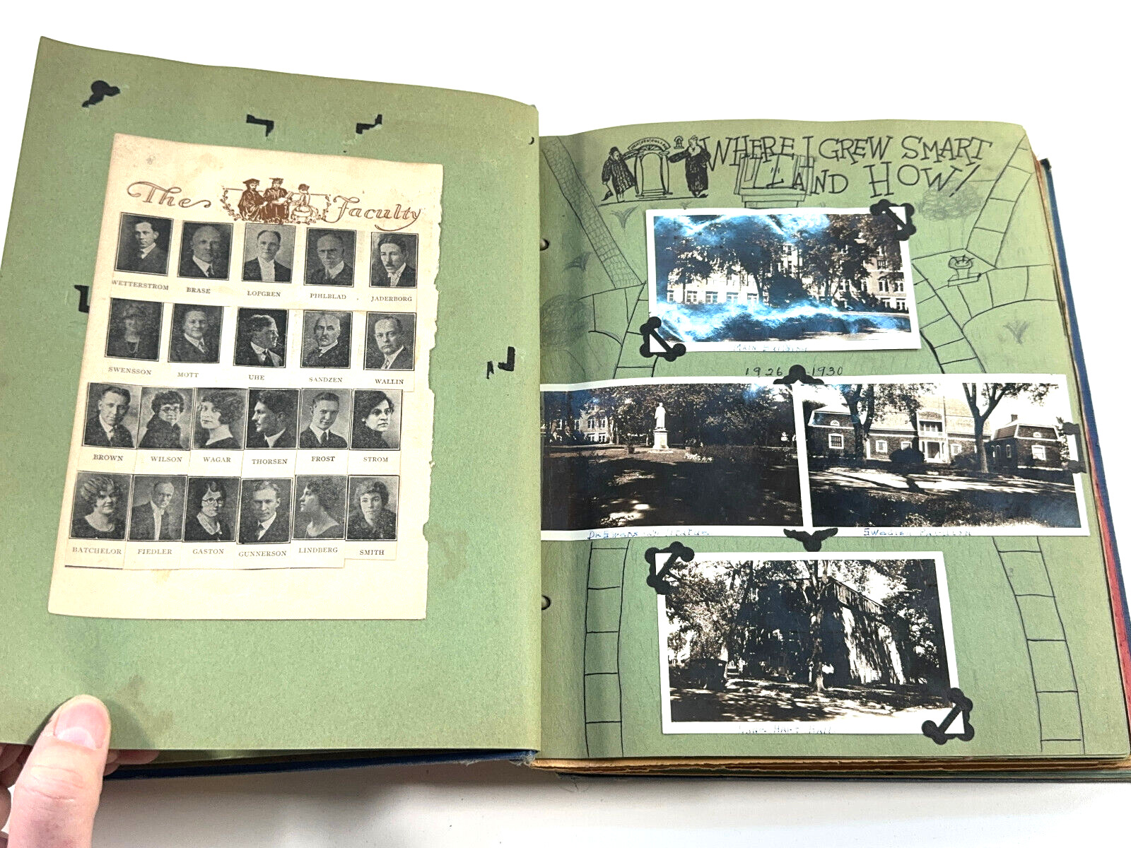 LARGE 1920\'s Bethany College Photo Album & Scrapbook L@@K lindsborg ks