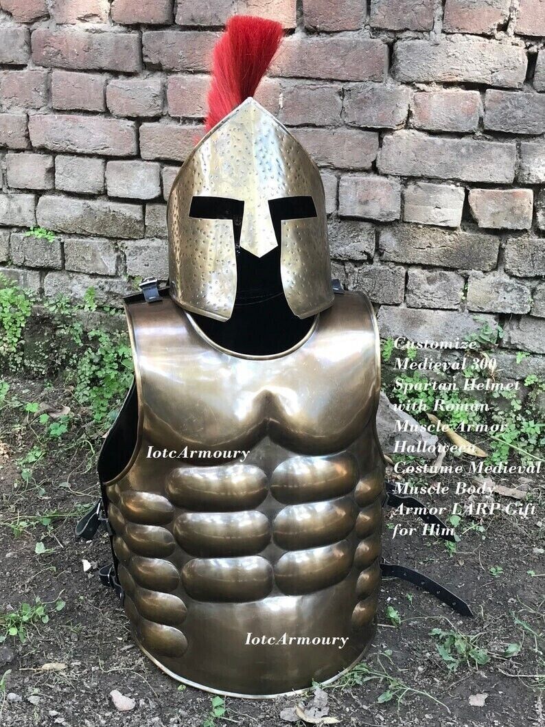 Customize Medieval 300 Spartan Helmet with Roman Muscle Armor Halloween Handmade