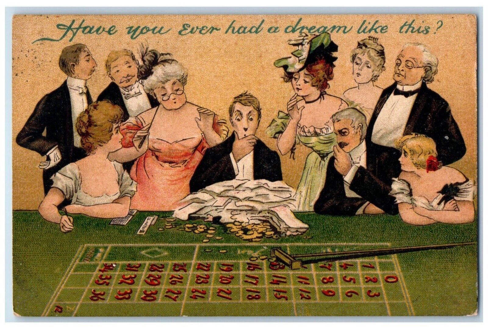c1910's Man Dreaming Gambling Craps Cleveland Ohio OH Posted Antique Postcard