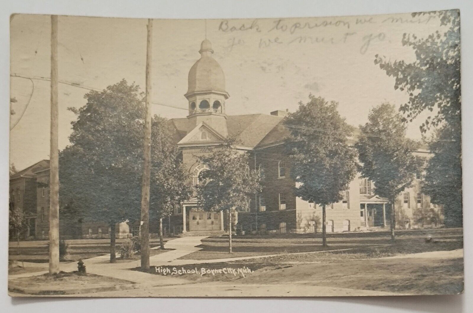 RPPC Boyne City MI Michigan High School Vintage 1928 Postcard C2