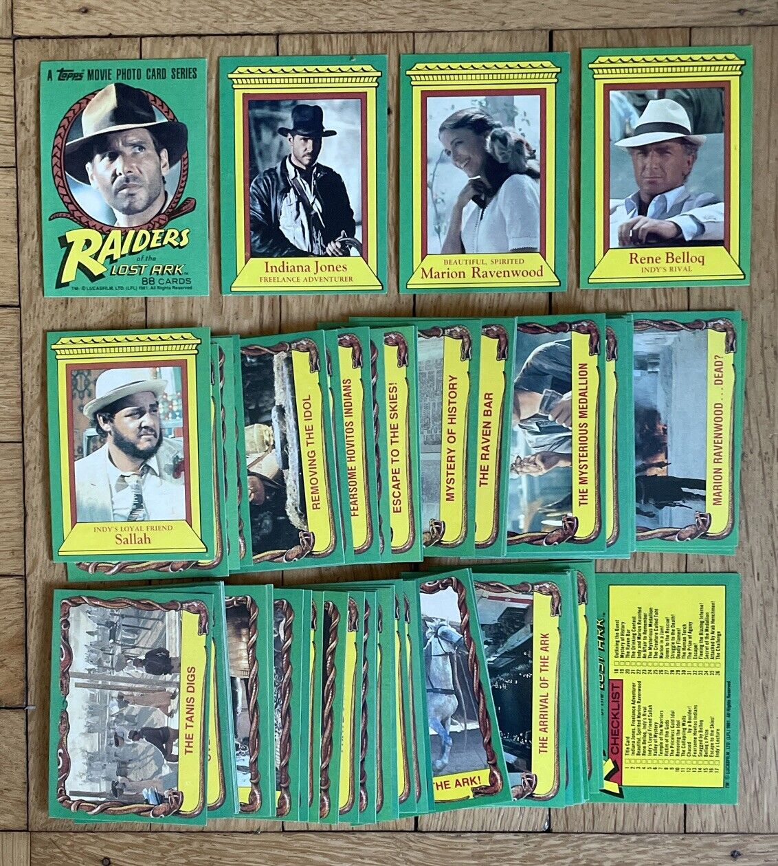 1981 Topps Indiana Jones - Raiders of the Lost Ark - Complete 1-88 Card SET NM