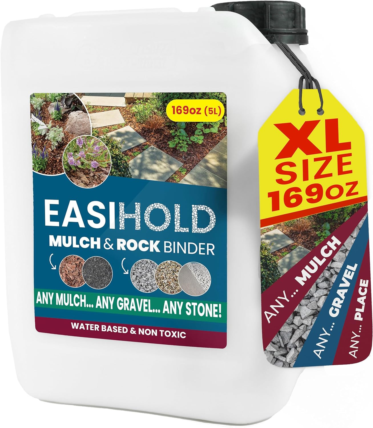 EASIHOLD Rocks - 1.3 Gal Gravel Glue for Pea Gravel, Rock Glue and Mulch Glue in