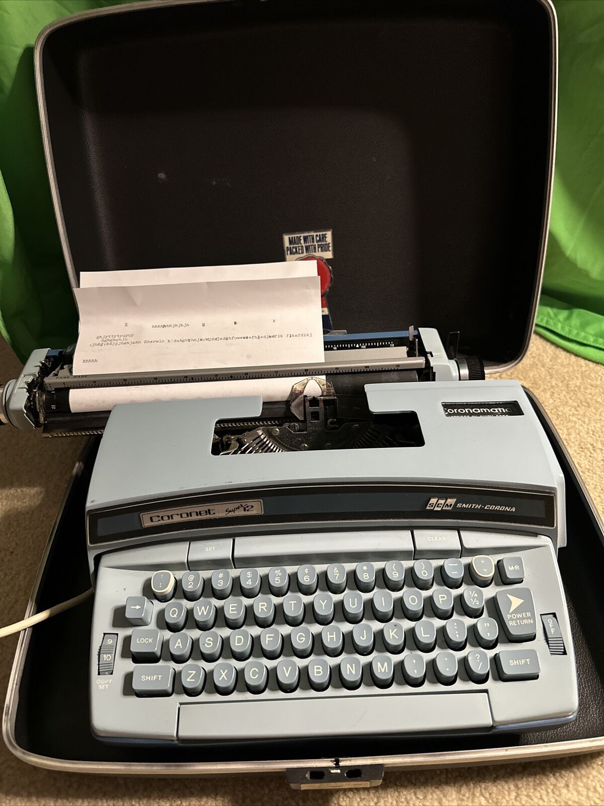 Vintage Smith Corona Coronet Super 12 Electric Typewriter w/ Case + Extras READ