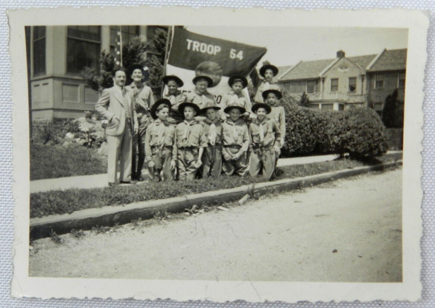 Troop 54 of the Boy Scouts Uniform Portrait - July 1937 Vintage Photograph