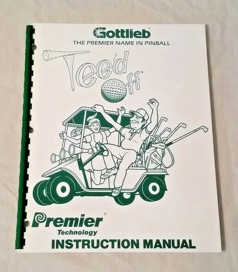 Gottlieb Premier Tee\'d Off Pinball Machine Original Manual & Schematics NOS