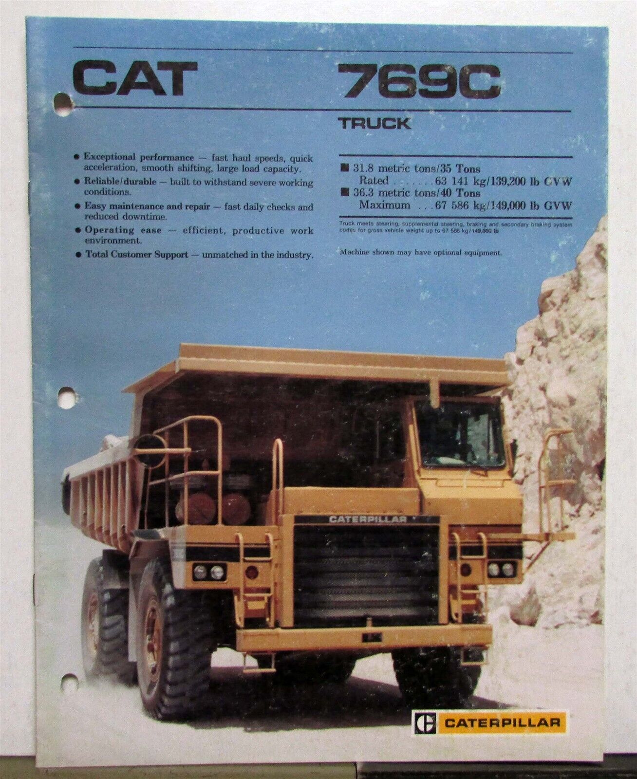 1988 CAT 769C Truck Construction Specifications Sales Brochure