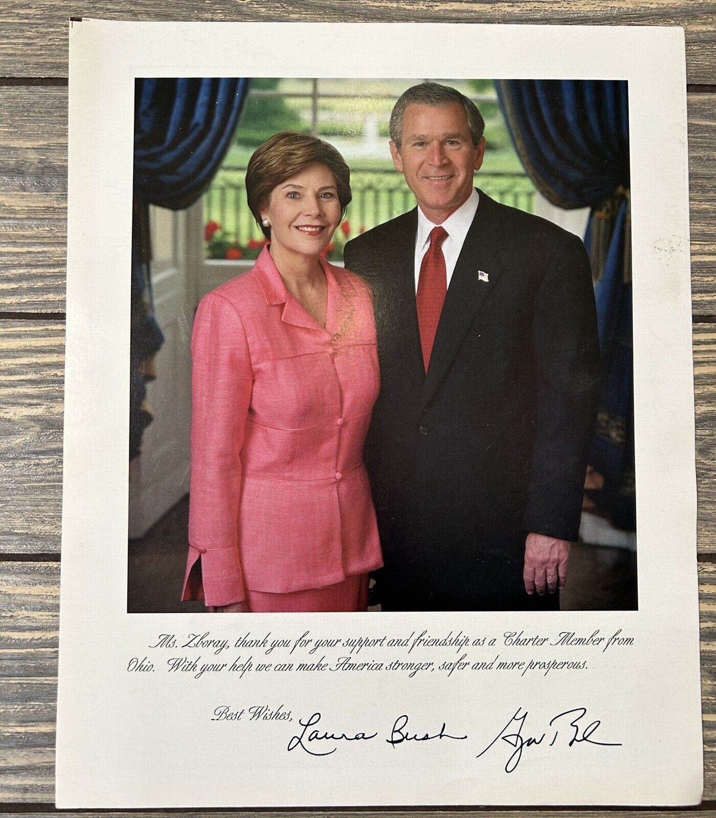 Vintage Laura Bush and George W Bush Signed Photo Autographed