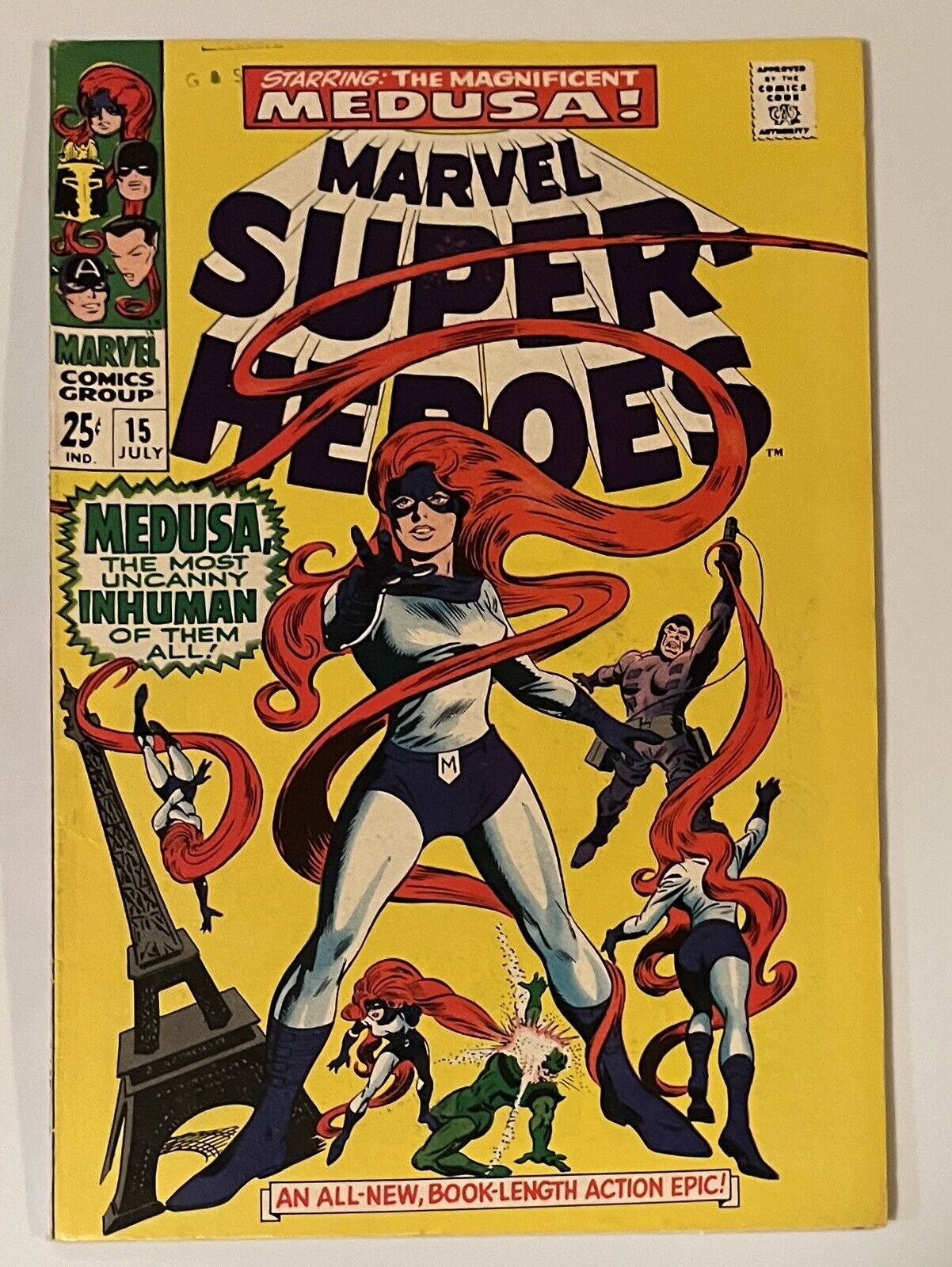 Marvel Super-Heroes #15 1st Solo MEDUSA - Marvel 1968 Nice F/VF