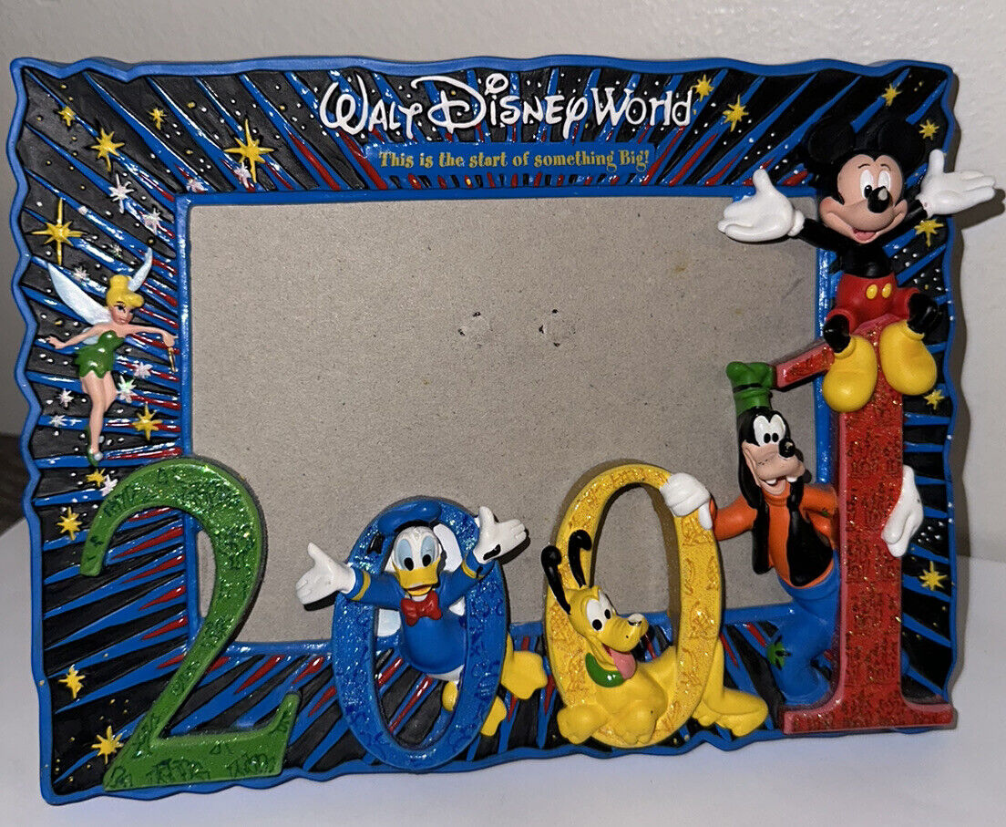 Vintage Walt Disney World Picture Frame 2001 Mickey Mouse And Friends