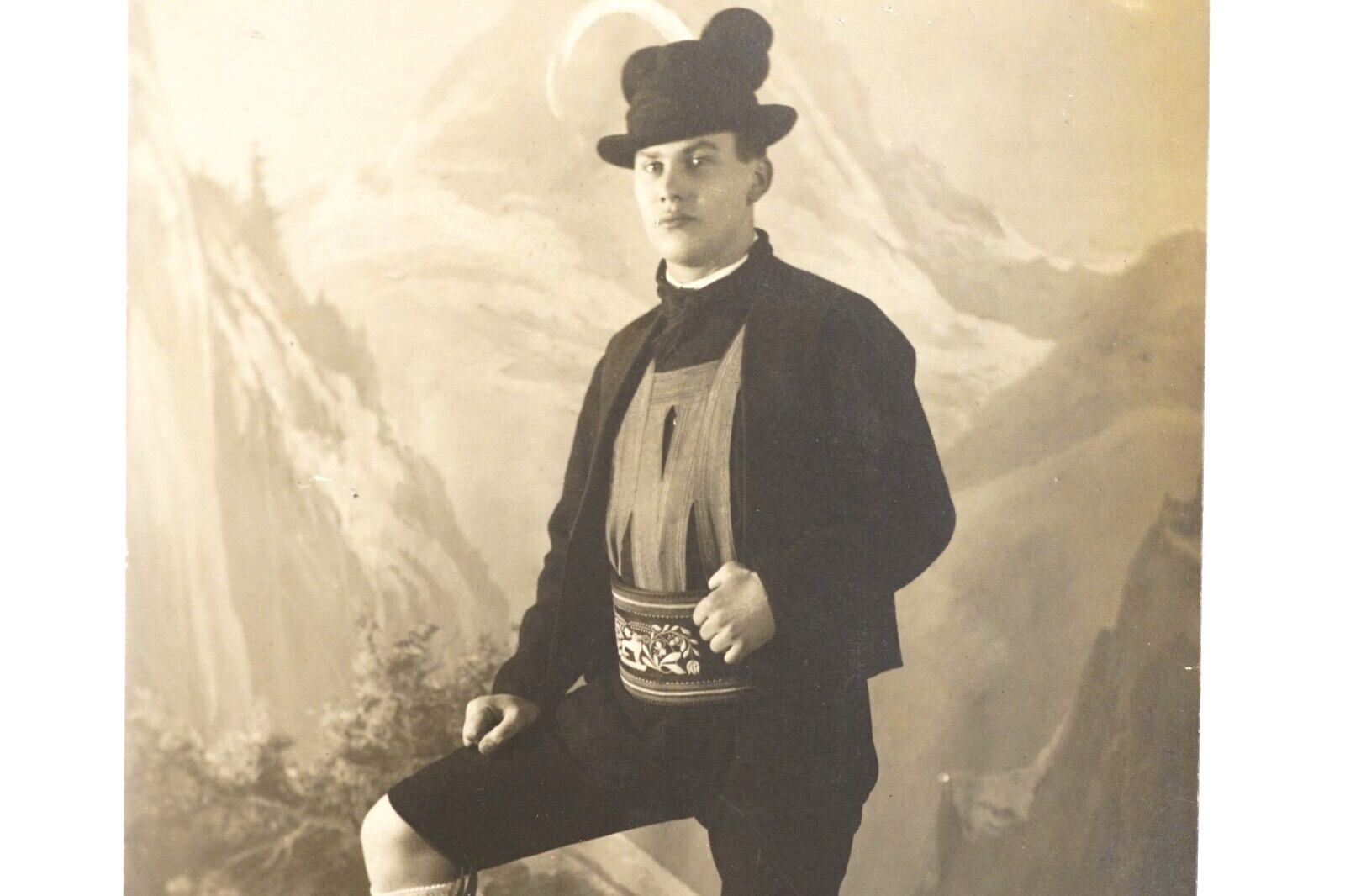 Italian Theater Film Actor On Set Real Photo Postcard Arcade Card 1929 Italy