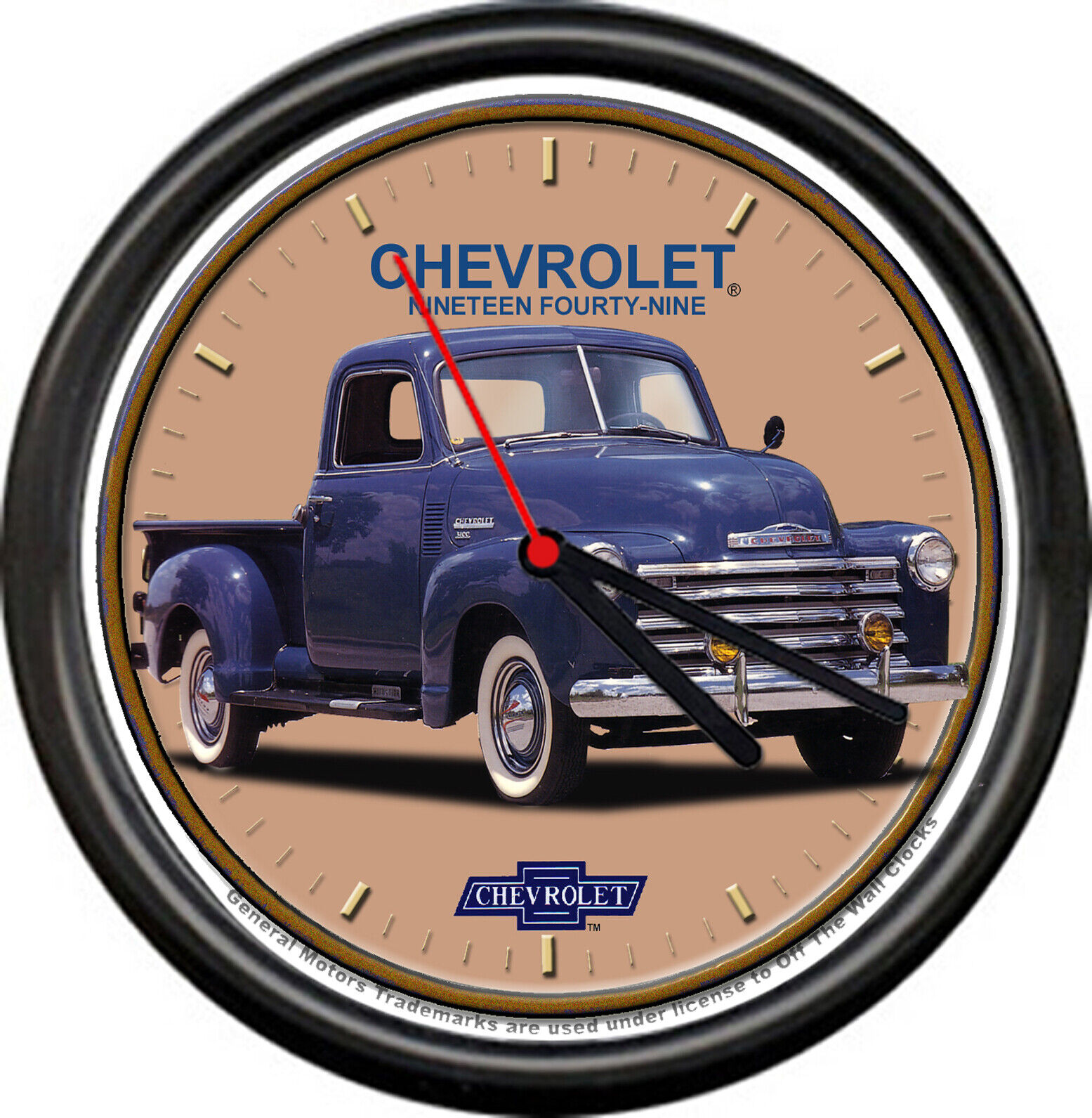 Licensed 1949 Chevy Truck Blue Pickup Chevrolet General Motors Sign Wall Clock