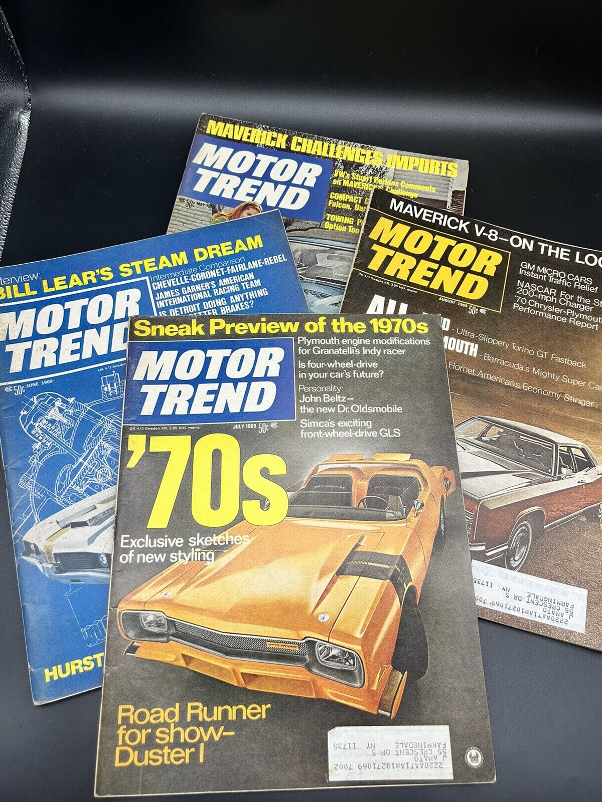 4 Vintage 1970s Motor Trend Magazine Lot Auto Car Enthusiast Duster, Olds,