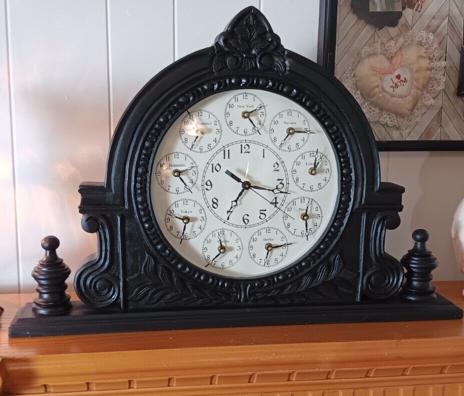 Rare Around The WORLD Wood Marshall Field Mantle Clock 10 FACE