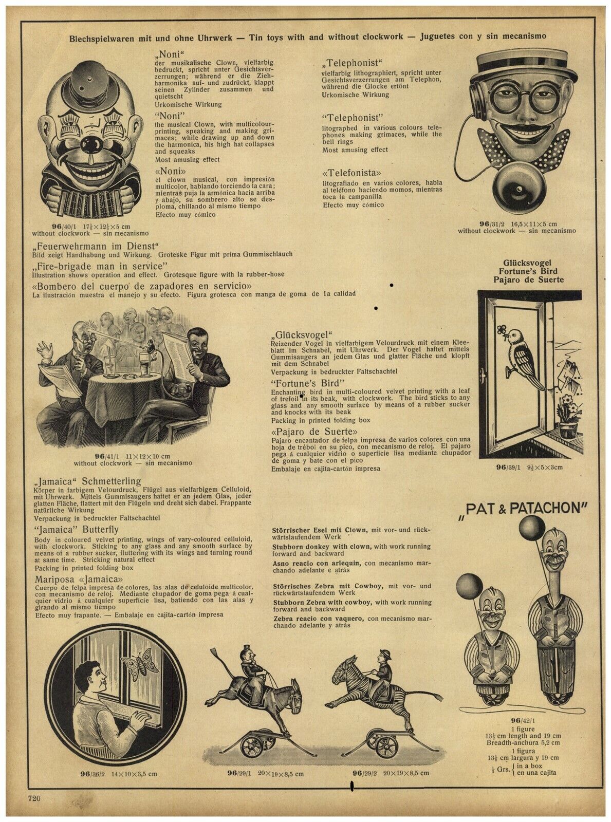 1930 PAPER AD TOYS Silent Movie Stars Actors Pat & Patachon Tin Toy Clockwork 