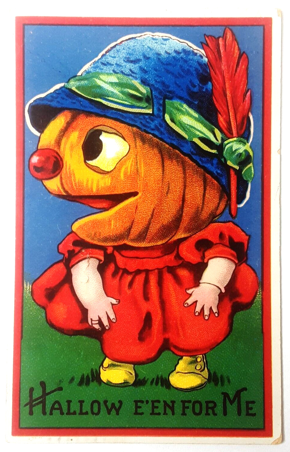 Halloween Post Card Series 7107 B Anthropomorphic Girl Pumpkin