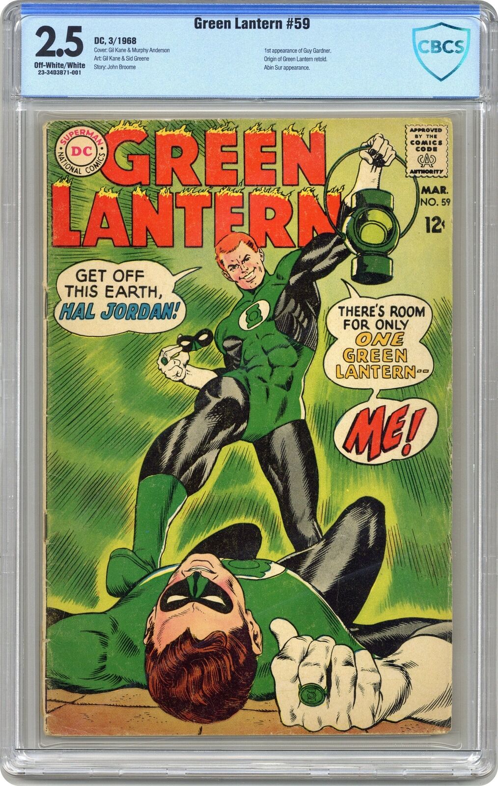 Green Lantern #59 CBCS 2.5 1968 23-34D3B71-001 1st app. Guy Gardner