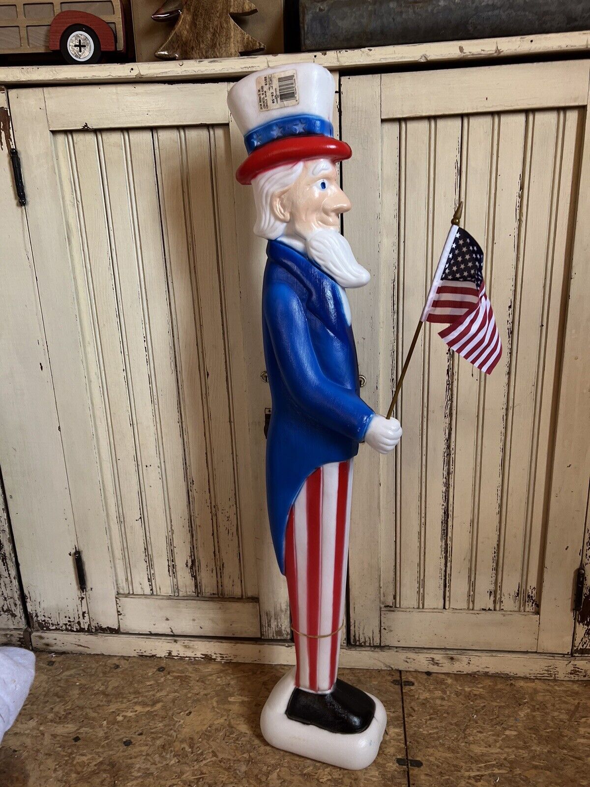 Vintage Blow Mold Uncle Sam Patriotic American Flag Union New Old Stock