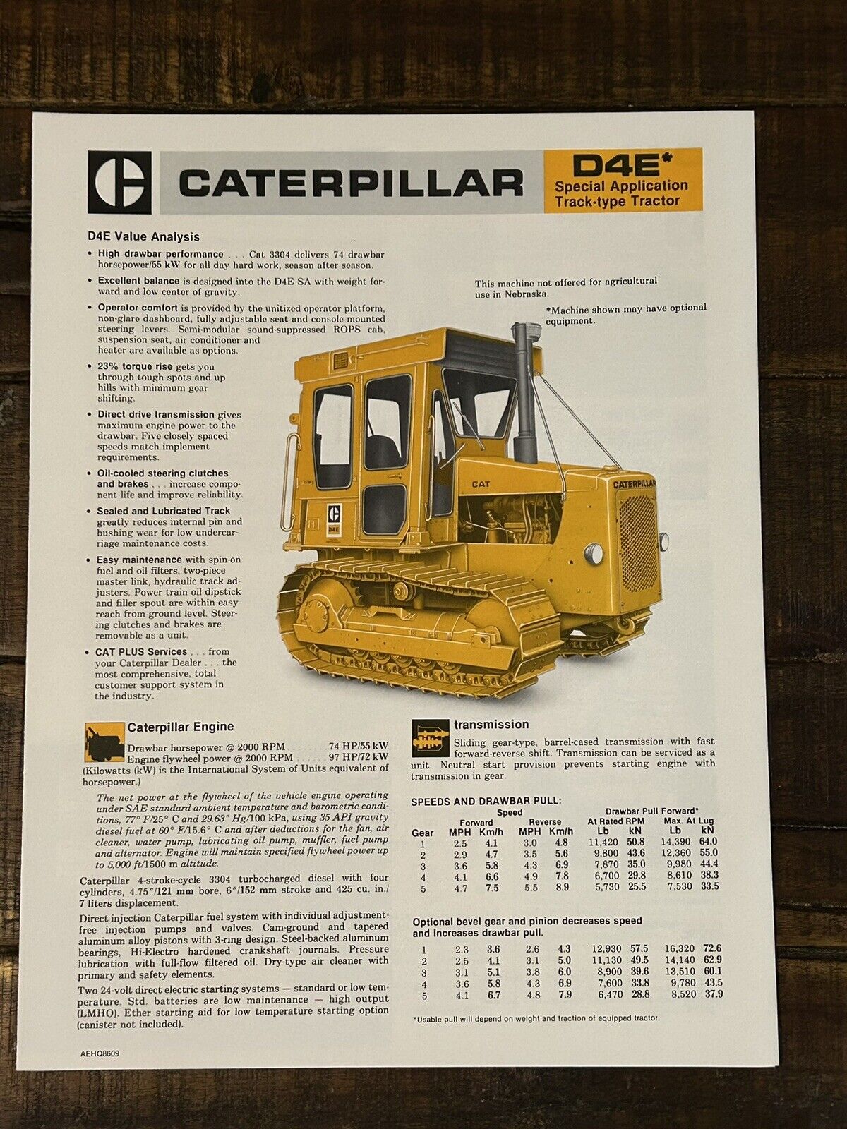 Caterpillar D4E Special Application Track-Type Tractor Brochure 1982