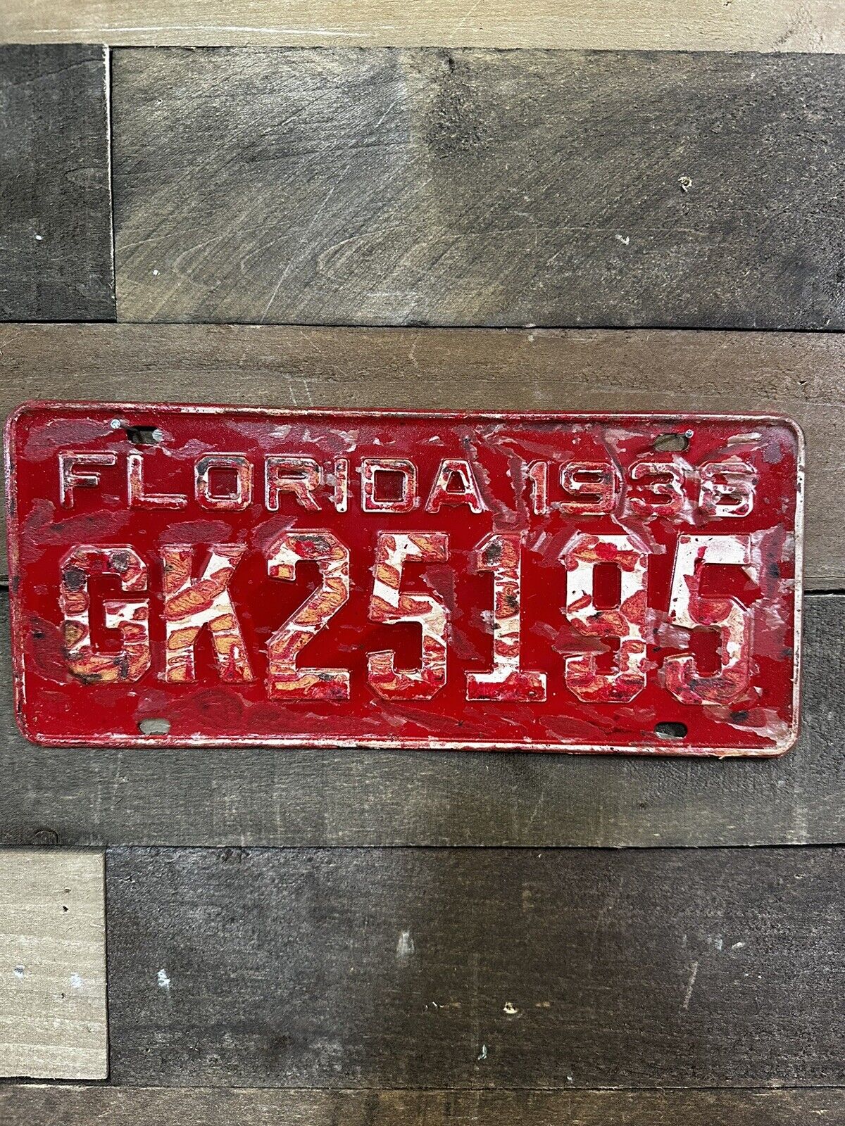 VINTAGE 1936 FLORIDA TAG TRUCK LICENSE PLATE #Gk25195
