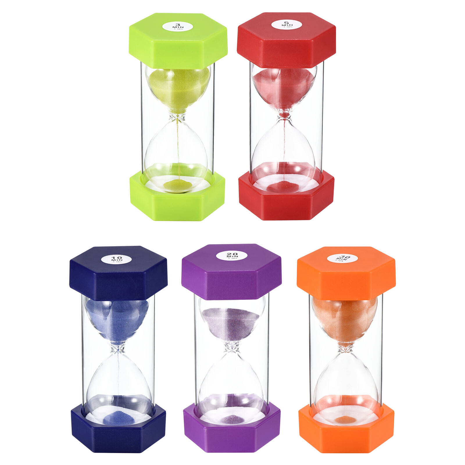 5 Pcs Colorful, Sand Timers, 3/5/10/20/30 Minutes Sandglass