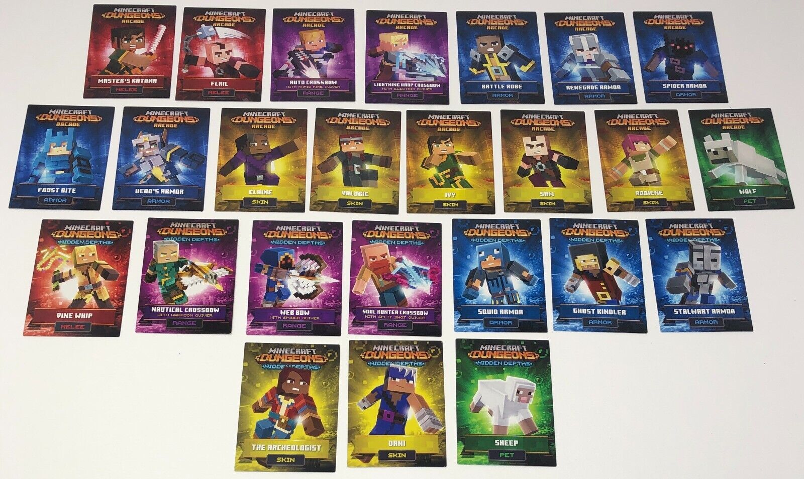 Minecraft Dungeons Arcade Series 2 (Lot of 25 Cards, Non-Foil) Raw Thrills Game