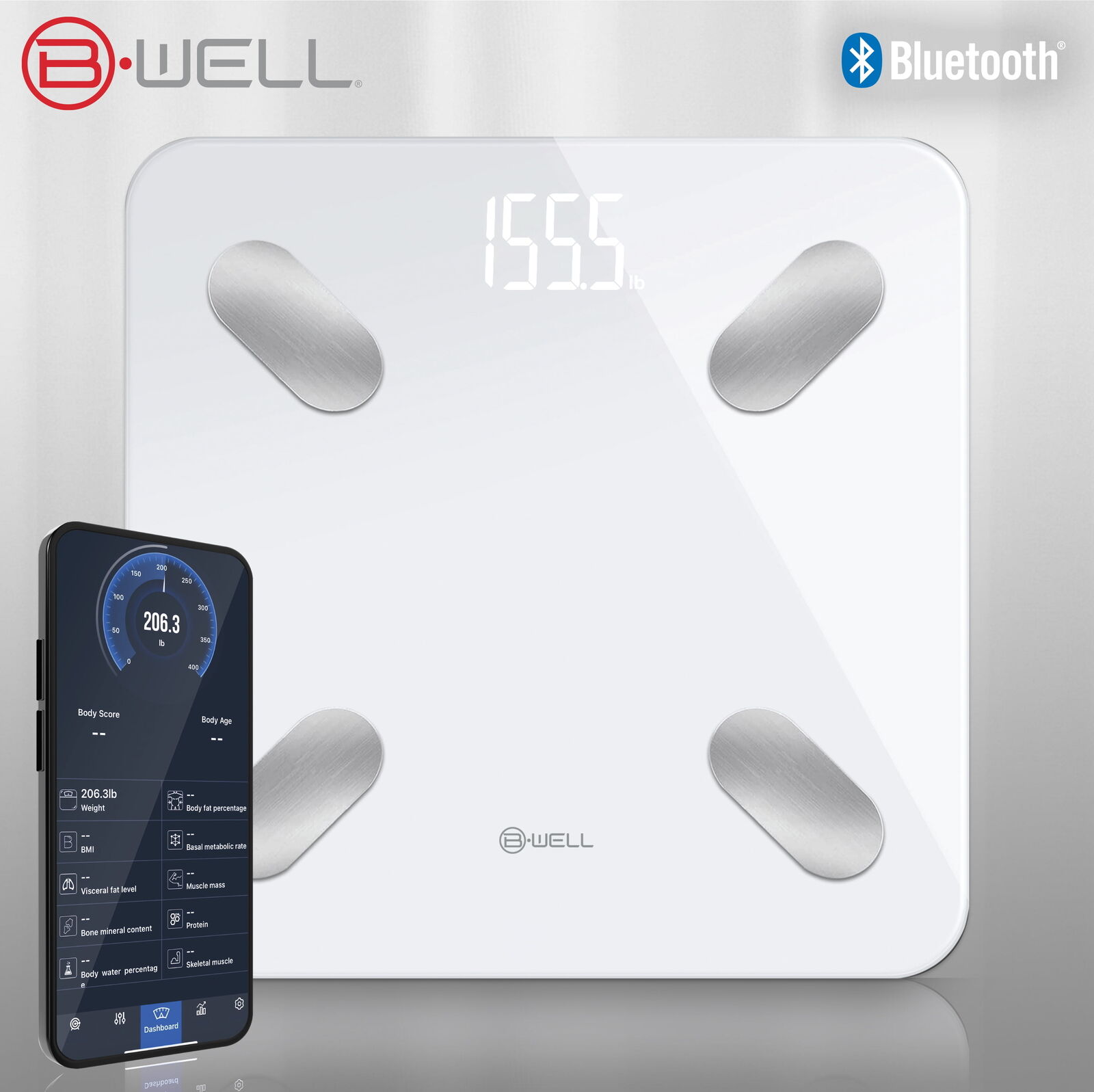 Bluetooth Smart Scale with App – Track Weight, BMI, Body Fat & More