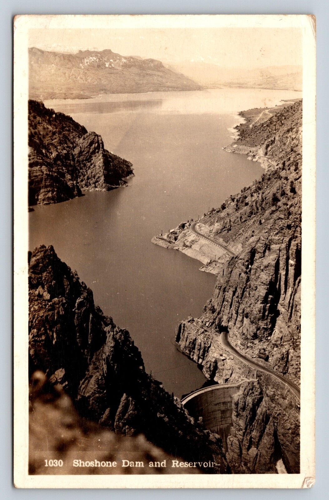 c1941 RPPC Shoshone Dam & Reservoir Beautiful Image VINTAGE Postcard