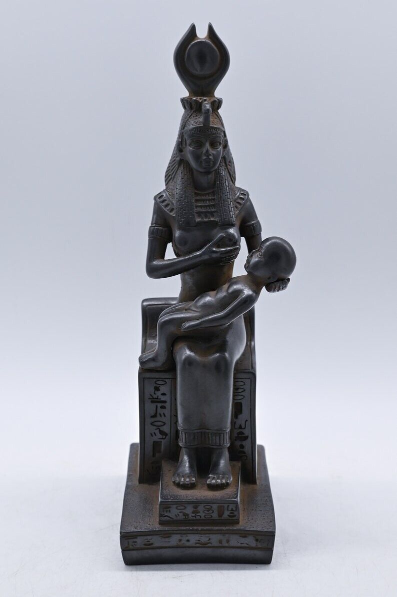 Antique Ancient Egyptian Statue goddess ISIS breastfeeding Baby Horus BC