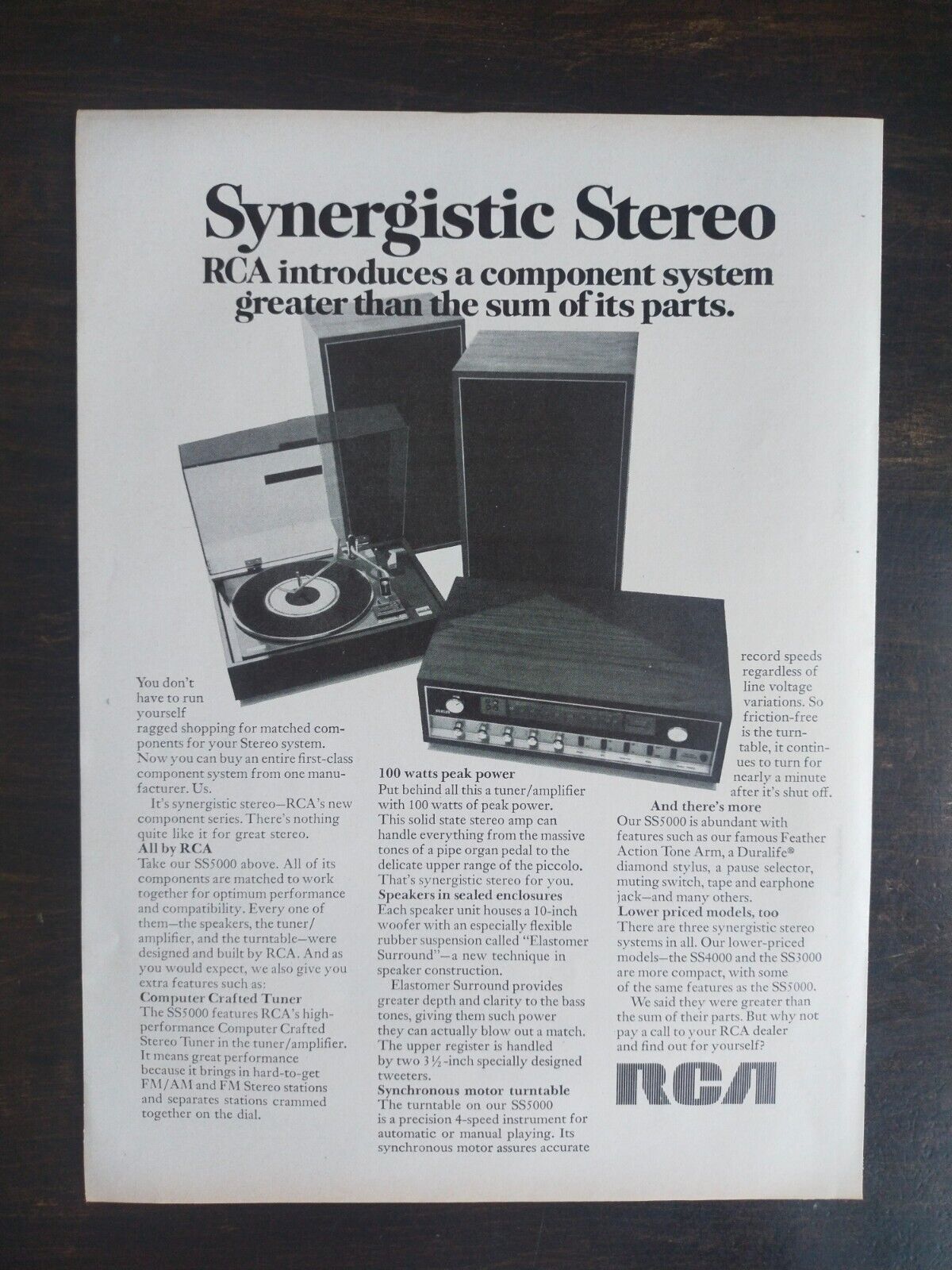 Vintage 1969 RCA Home Stereo Full Page Original Ad 1223