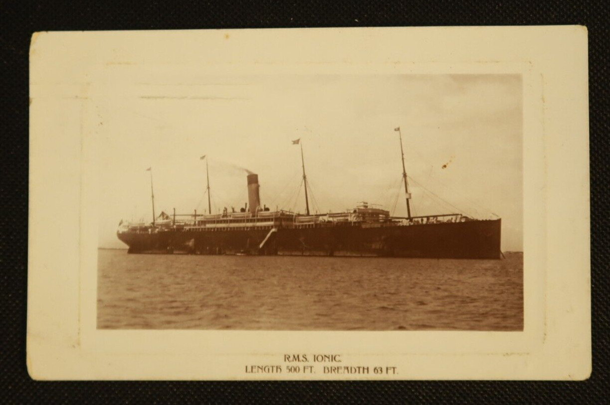 RMS Ionic Plymouth Real Photograph Series Steamship Postcard RPPC Ocean Liner