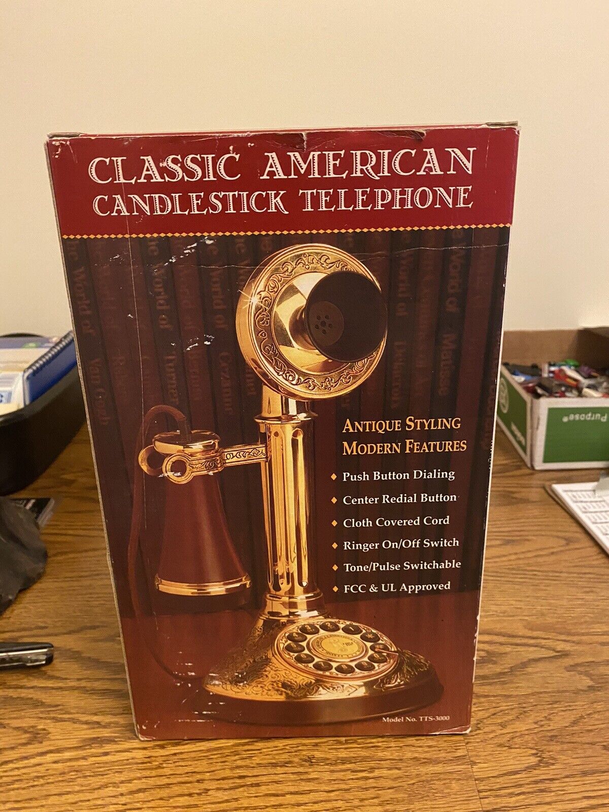 Classic American Candlestick Telephone Brass Push Button. Brand New Ships Free