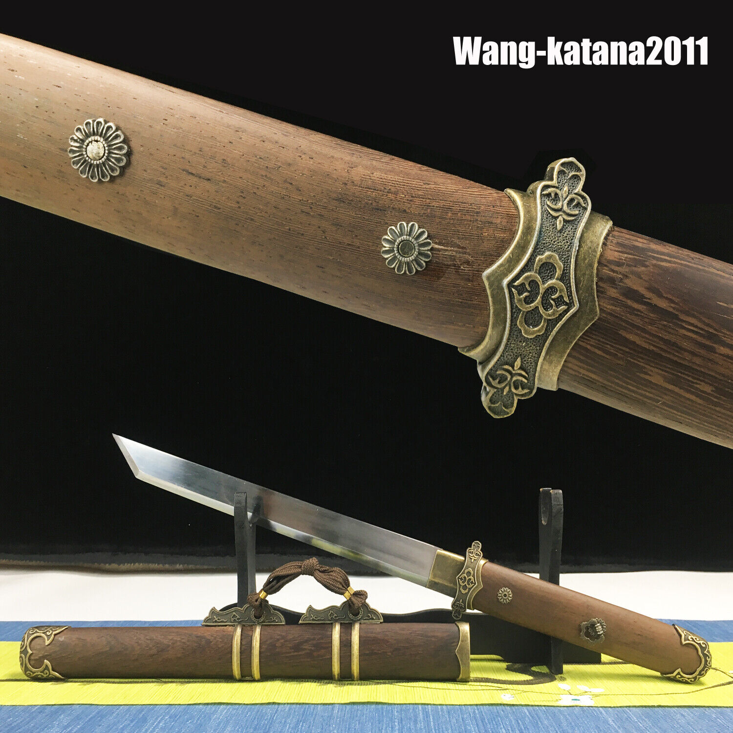Katakirihadukuri Chinese Short Sword Rosewood Shirasaya Tang Dynasty Dao 唐刀 Gift
