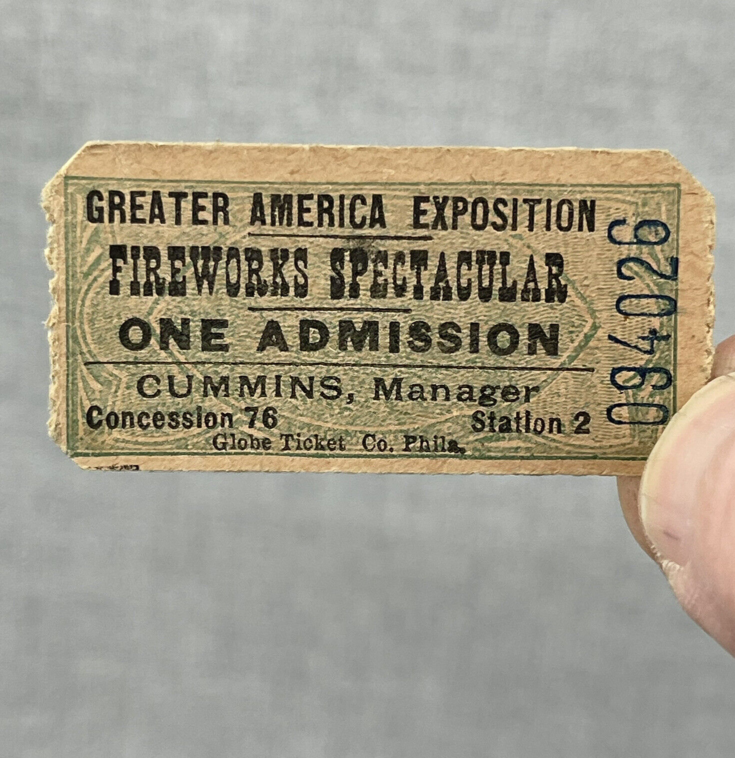 Fireworks Spectacular Ticket Greater America Exposition Omaha 1899
