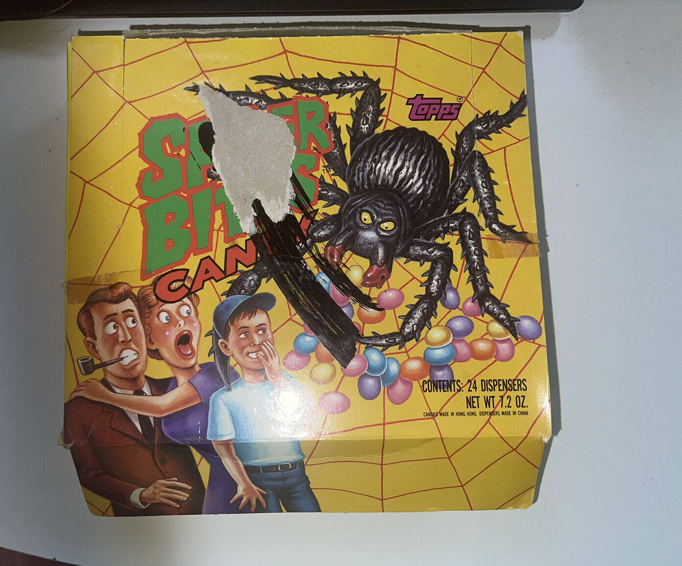 Vintage 1990 Topps Spider Bites Candy Full Box  24 Count Containers NICE  002