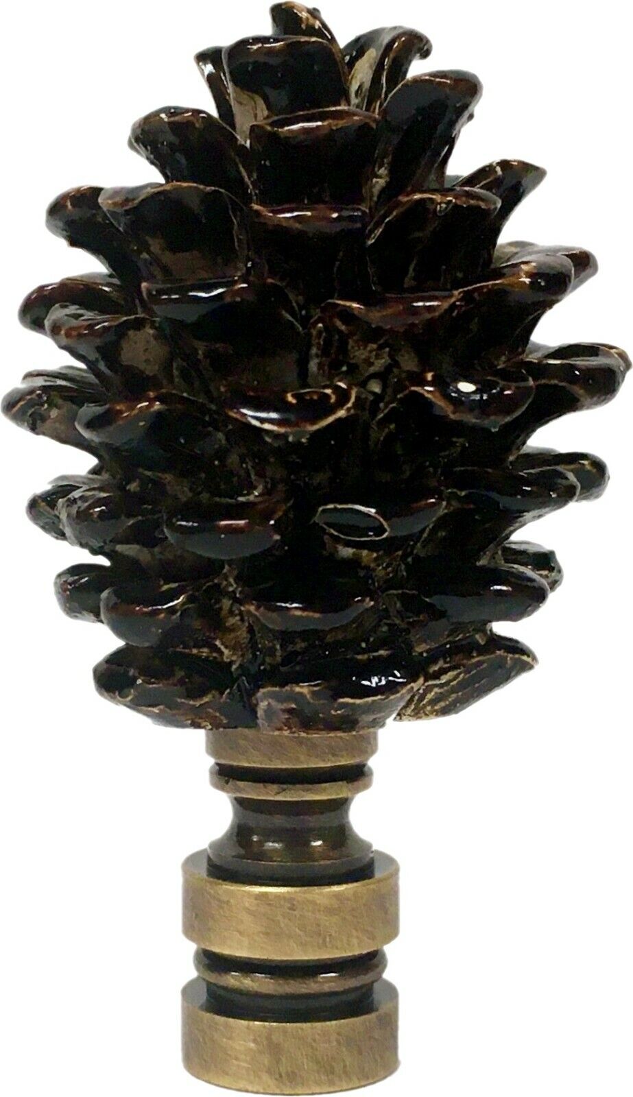 Lamp Finial-PINECONE-Highly detailed resin casting, Aged Brass base