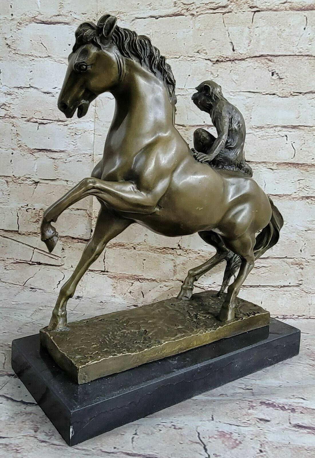 Collector Edition Collection lovely horses and monkeys bronze Figure Marble Base
