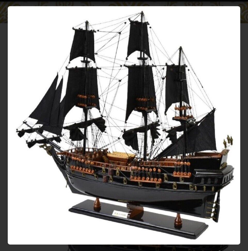 Black Pearl Ship Handmade Real Wood replica, Made In Germany Has Black Sails.